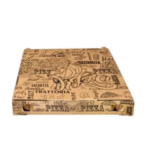 Scatolificio Martinelli Srl: Cartone Pizza 24×24 Avana h. 3 cm con chiusura Italiana (Occhiellata)