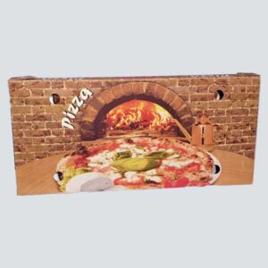 Scatolificio Martinelli Srl - copertina del Cartone Pizza 35x75x5 chiusura Occhiellata con stampa generica e personalizzata