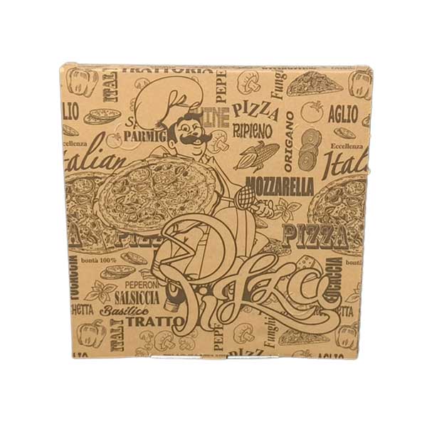 Scatolificio Martinelli Srl: Cartone Pizza 29x29 Avana h. 3,5 cm con chiusura Italiana (Occhiellata)
