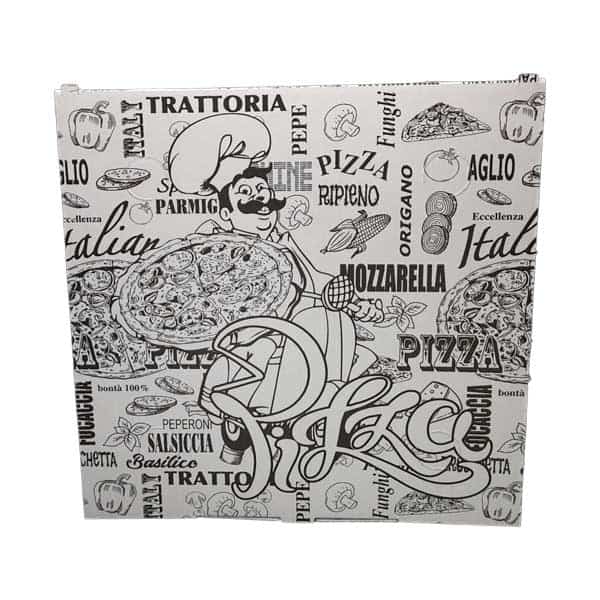 Scatolificio Martinelli Srl: Cartoni Pizza 33×33 h. 3,5 cm con chiusura Italiana (Occhiellata)