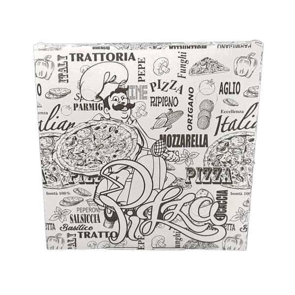 Scatolificio Martinelli Srl: Cartone Pizza 33×33 h. 3 cm con chiusura Italiana (Occhiellata)