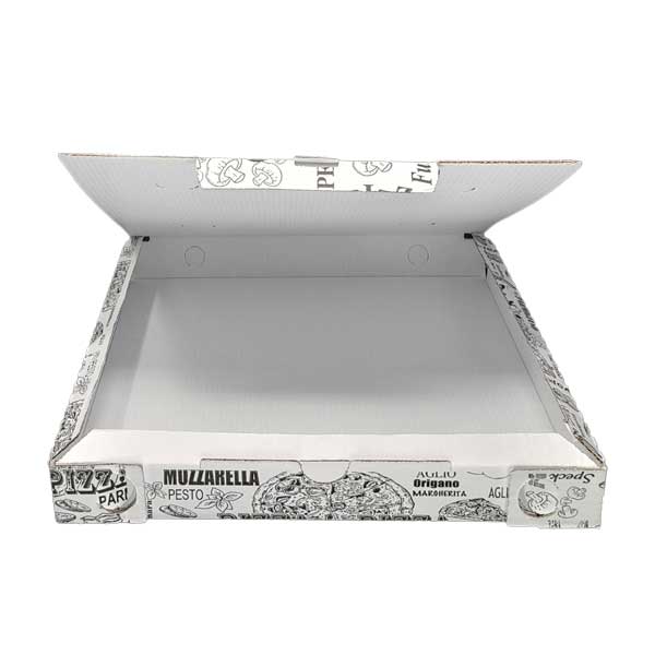 Scatolificio Martinelli Srl: Cartoni Pizza 29×29 h. 3,5 cm con chiusura Italiana (Occhiellata)